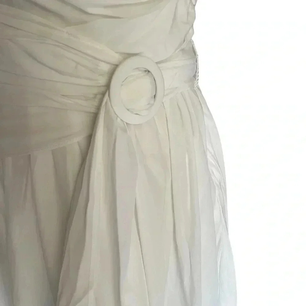 Do+Be Petal And Pup Gilbert One Shoulder White Mini Coquette Dress Women Size L - Picture 6 of 7